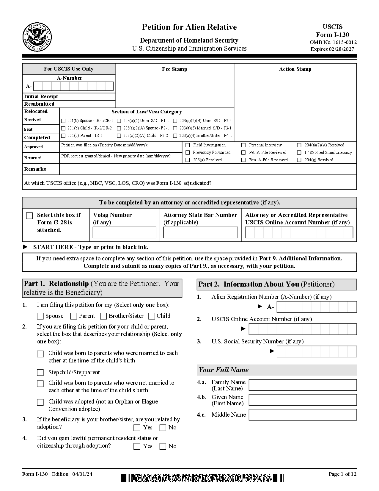 I-130 page 1
