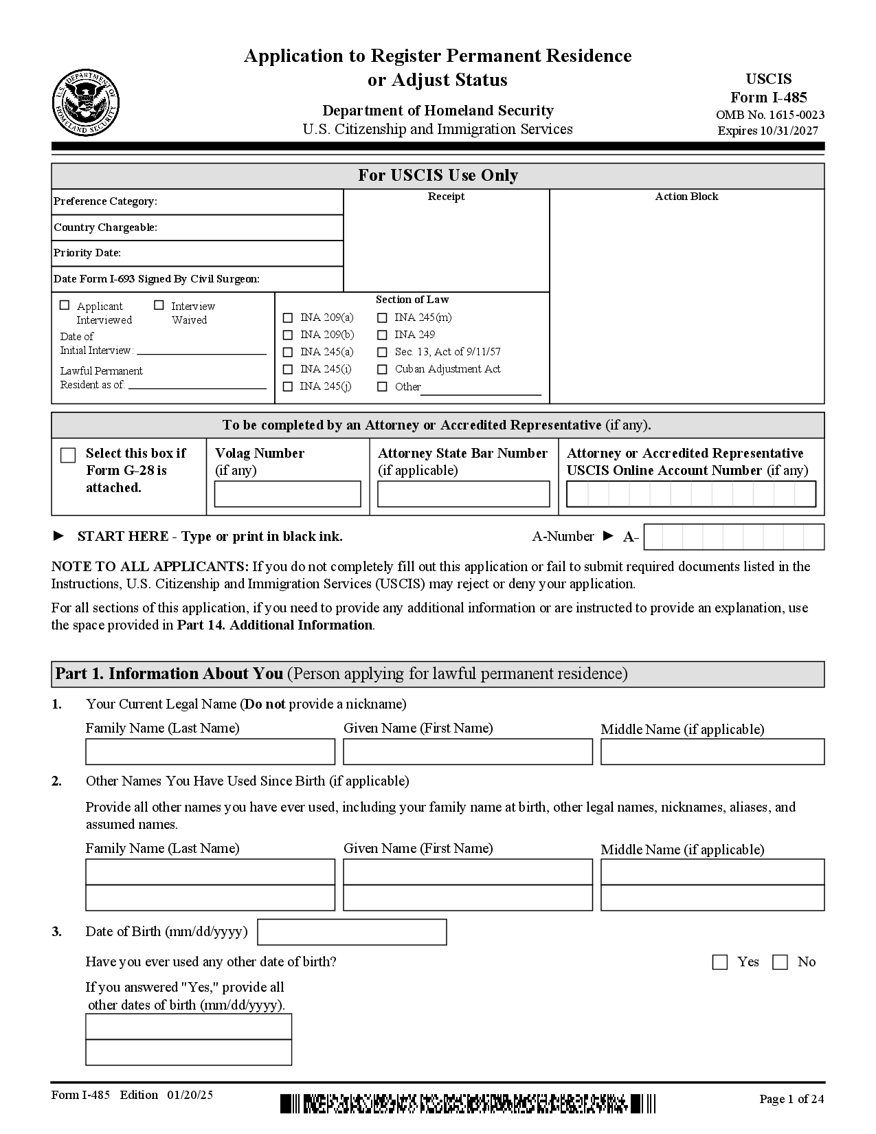 I-485 page 1